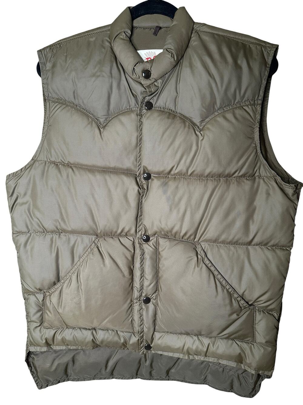 Vintage Schott NYC Down Et Plume Olive Green Puffer Vest Western Yoke Size M